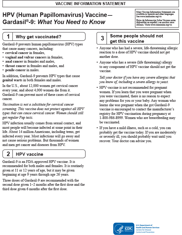 Gardasil 9 vaccine page 1